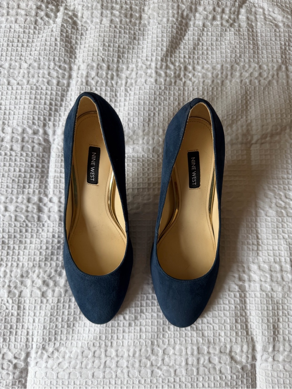 Nine West Navy Suede Round-Toe Pumps